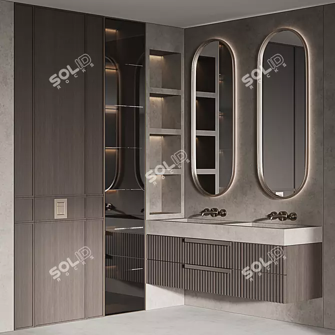 Modern Bathroom Furniture Set 3D model image 3