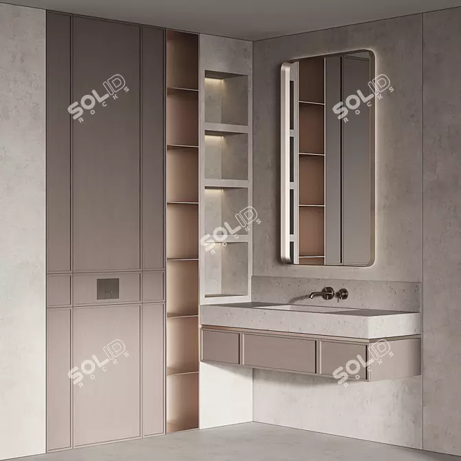 Modern Bathroom Furniture Set 3D model image 4