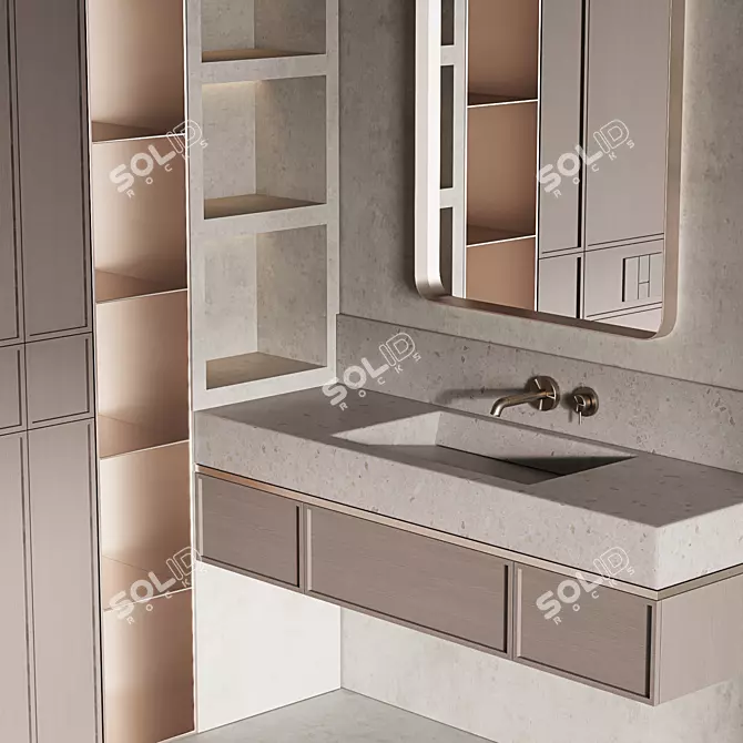 Modern Bathroom Furniture Set 3D model image 6