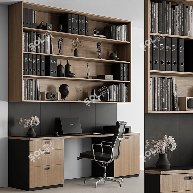 Modern Home Office Furniture Set 3D model image 1