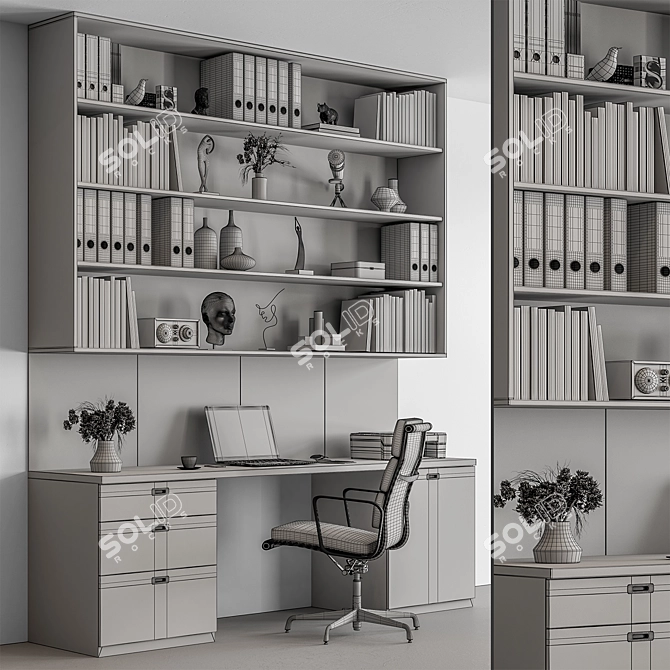 Modern Home Office Furniture Set 3D model image 6