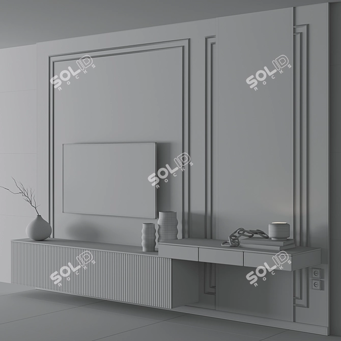 Modern Bedroom Furniture Set with TV Wall 3D model image 5