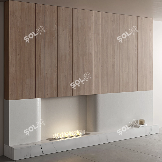Modern Fireplace Wall Composition 3D model image 2
