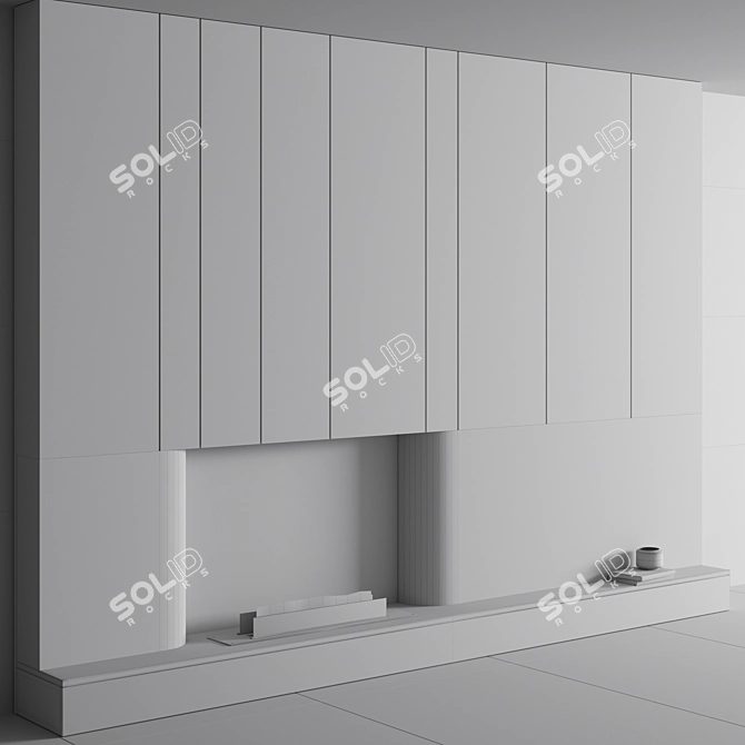 Modern Fireplace Wall Composition 3D model image 4