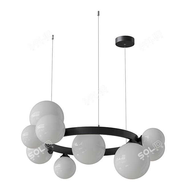 Asymmetric Glass Shade Ring Chandelier 3D model image 1
