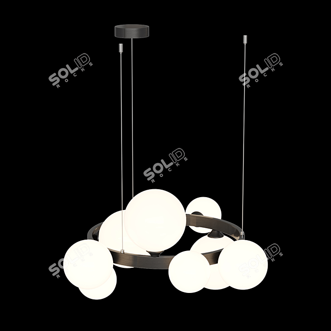 Asymmetric Glass Shade Ring Chandelier 3D model image 2