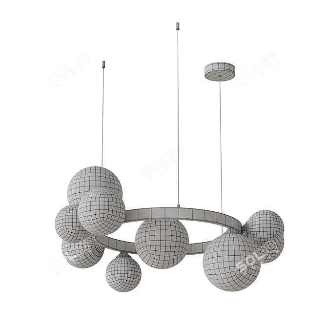 Asymmetric Glass Shade Ring Chandelier 3D model image 4