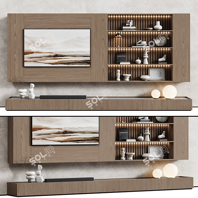 Modern Minimalist Modular TV Wall Unit 3D model image 2