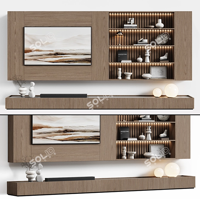 Modern Minimalist Modular TV Wall Unit 3D model image 6