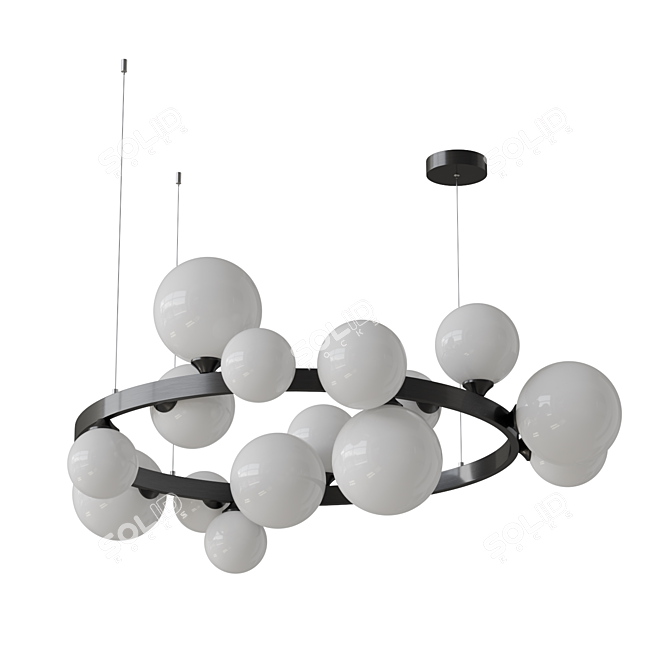 Asymmetric Glass Chandelier, White Shades 3D model image 1