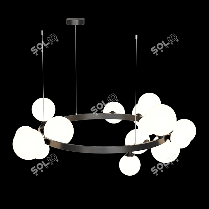 Asymmetric Glass Chandelier, White Shades 3D model image 2