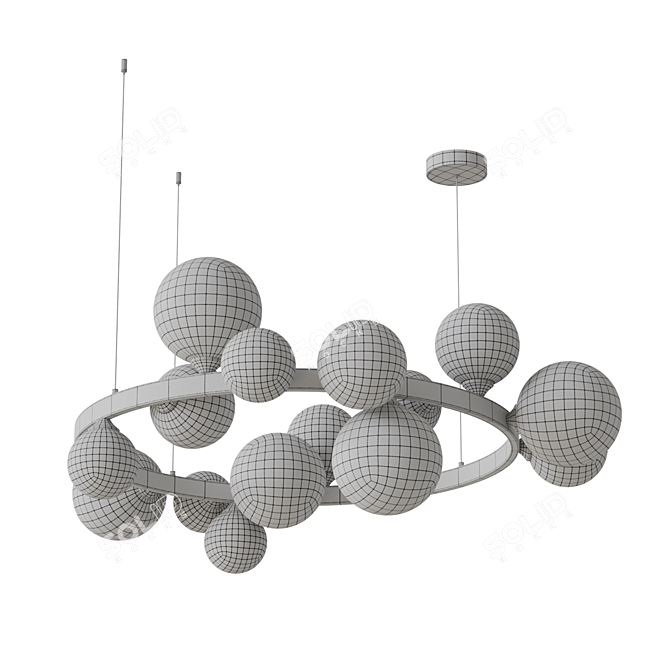Asymmetric Glass Chandelier, White Shades 3D model image 3