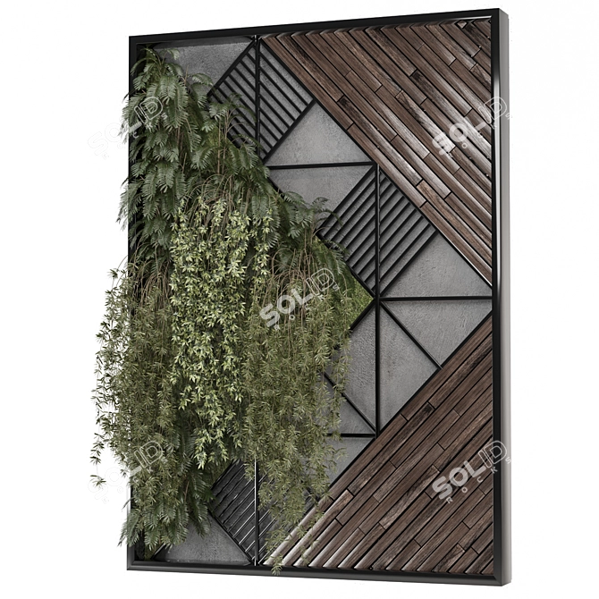 Modern Metal Shelf with Plants 3D model image 4