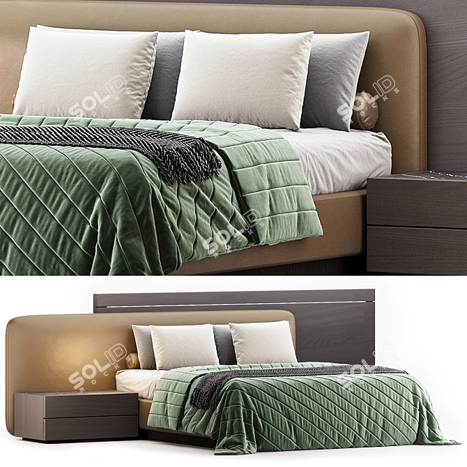 Double Bed by Lazzoni 3D model image 2