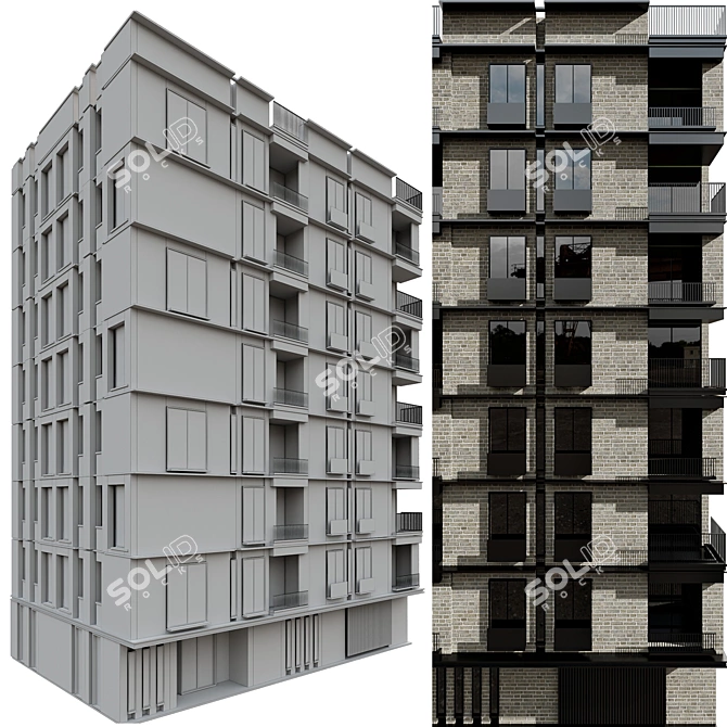 Multi-Floor Residential Model Kit 3D model image 7