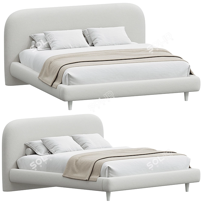 Elegant Marlene Queen Bed 3D model image 1