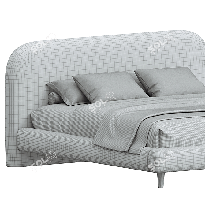 Elegant Marlene Queen Bed 3D model image 3