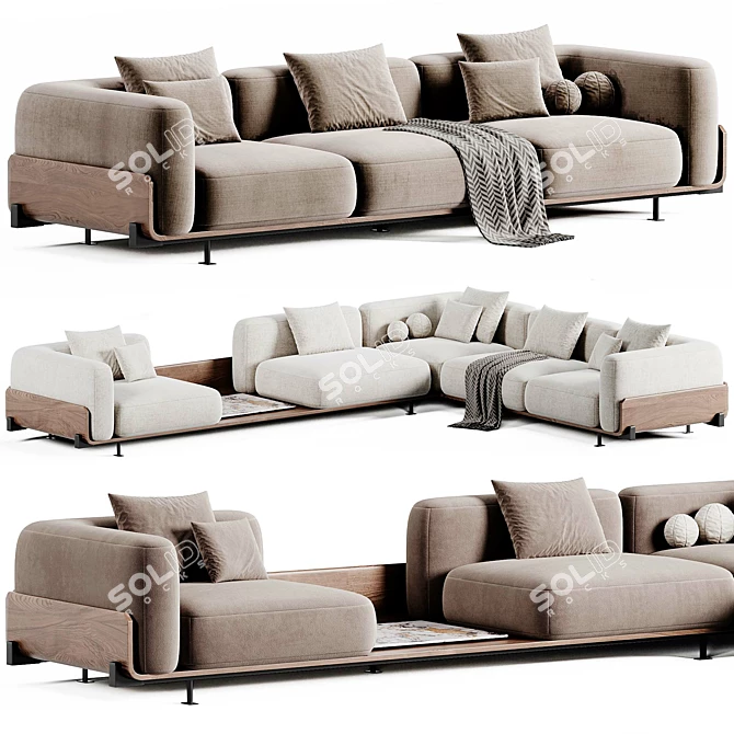 Elegant Positano Sofa by Casa 3D model image 1