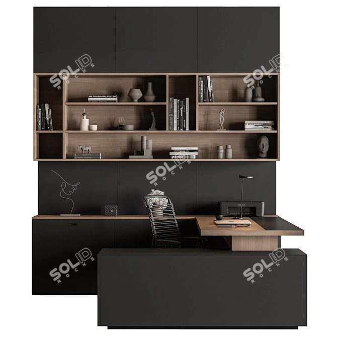 Executive Workstation - Office Desk 3D model image 1