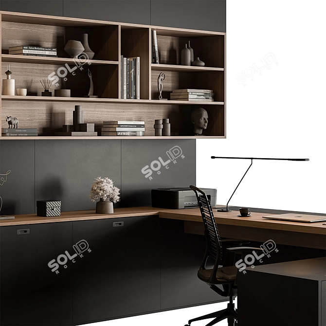 Executive Workstation - Office Desk 3D model image 2