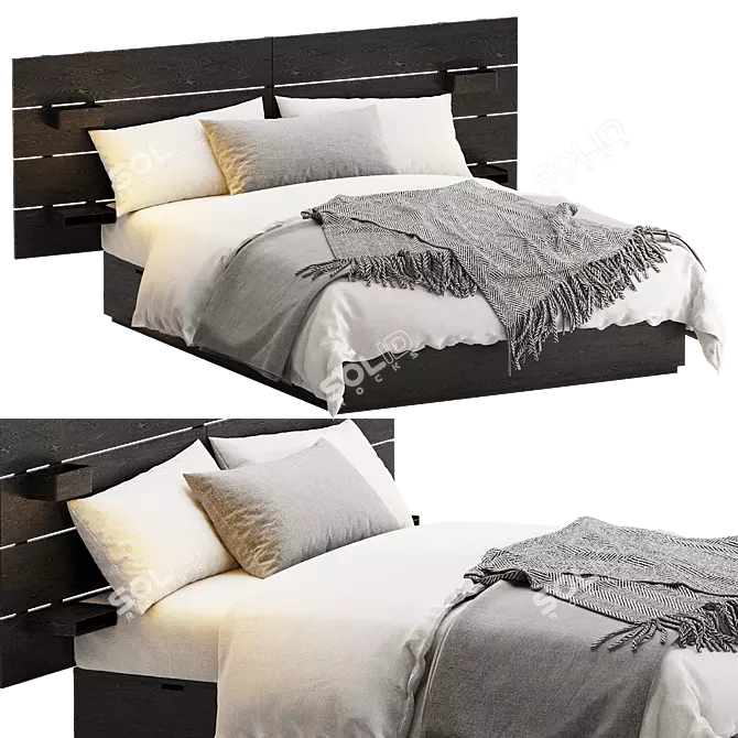 Sleek NORDLI Bed with Storage 3D model image 2