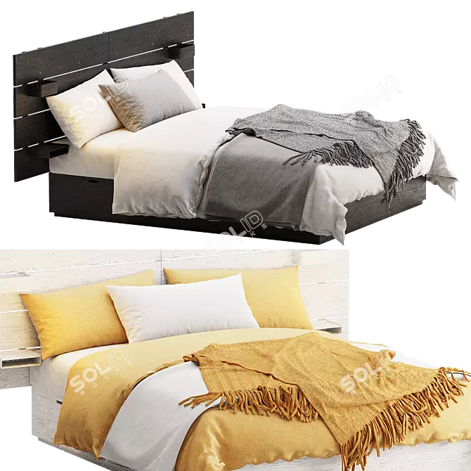 Sleek NORDLI Bed with Storage 3D model image 3