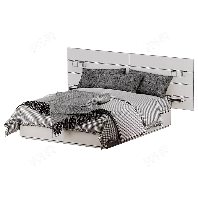Sleek NORDLI Bed with Storage 3D model image 4