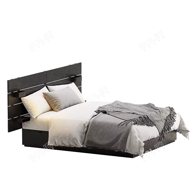 Sleek NORDLI Bed with Storage 3D model image 7
