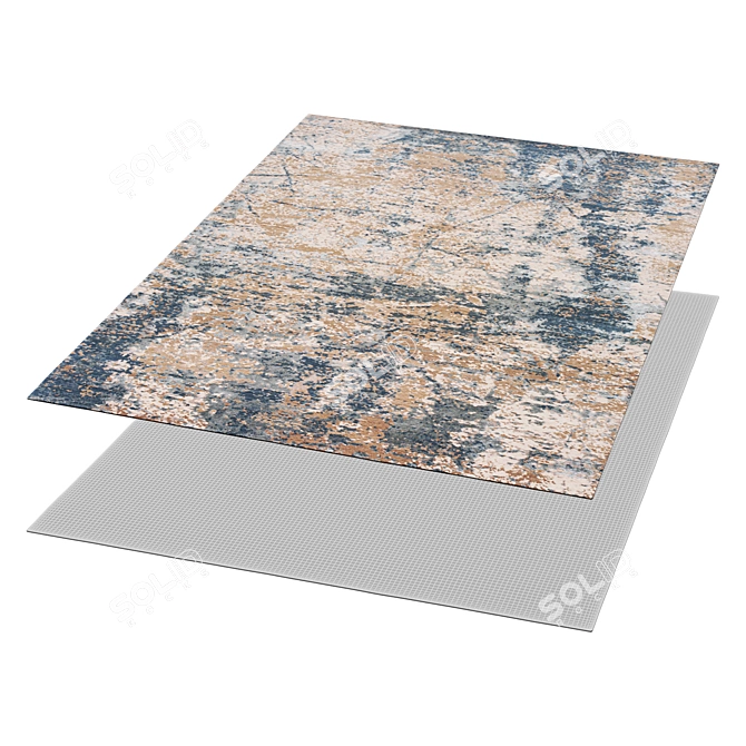 Luxury Indian Wool Silk Rug 3D model image 2