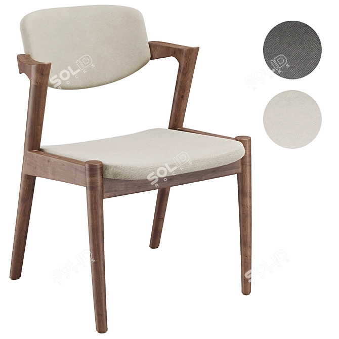 Modern Grey Fabric Dining Chair 3D model image 2