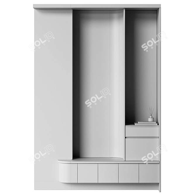 Modern Wooden Hallway Furniture 3D model image 4