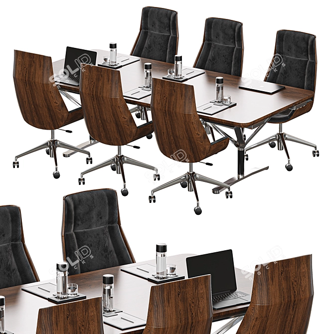 Contemporary Modular Meeting Table 3D model image 3