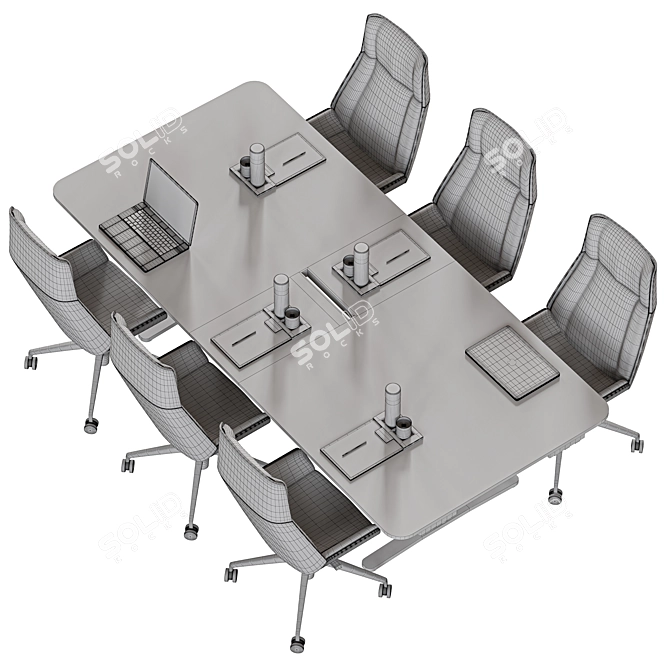 Contemporary Modular Meeting Table 3D model image 8