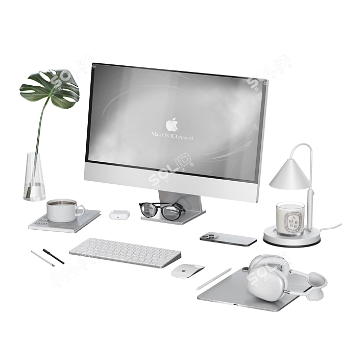 Apple-inspired Workplace Decor Set 3D model image 1