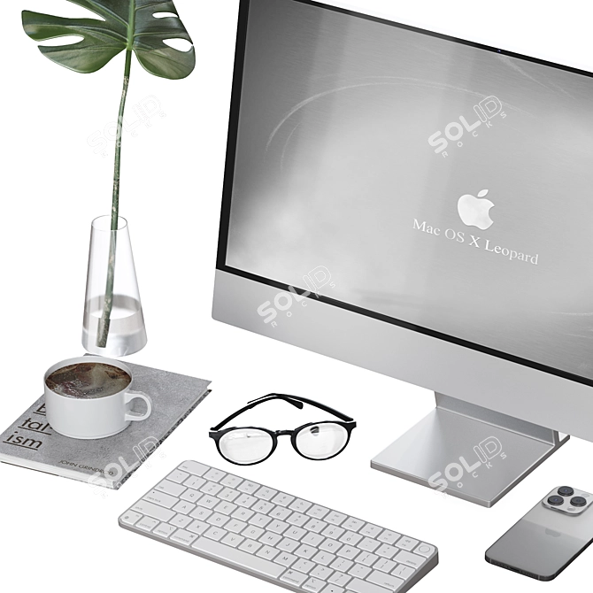 Apple-inspired Workplace Decor Set 3D model image 3