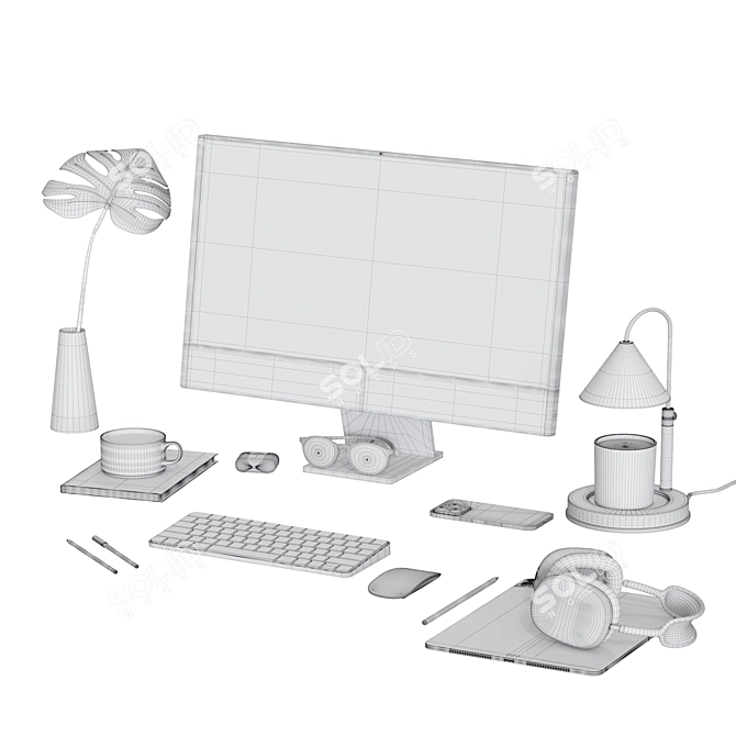 Apple-inspired Workplace Decor Set 3D model image 5