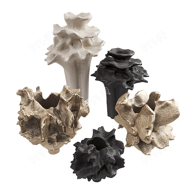 Title: Coral Sculpture Metal Vases 3D model image 2