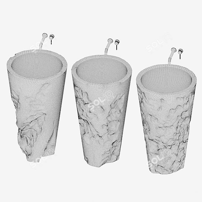 Custom Stone Wash Basin Set 3D model image 3