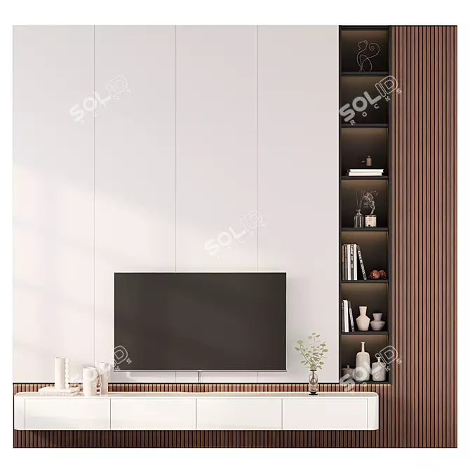 Modern Stone TV Console Stand 3D model image 1