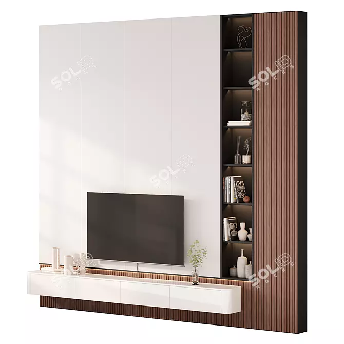 Modern Stone TV Console Stand 3D model image 2