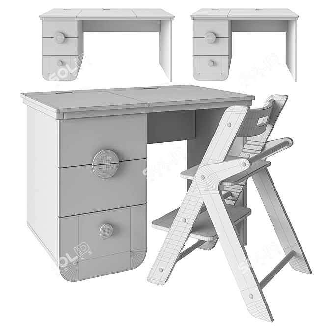 Moonk Designer Desk & Growing Chair 3D model image 7