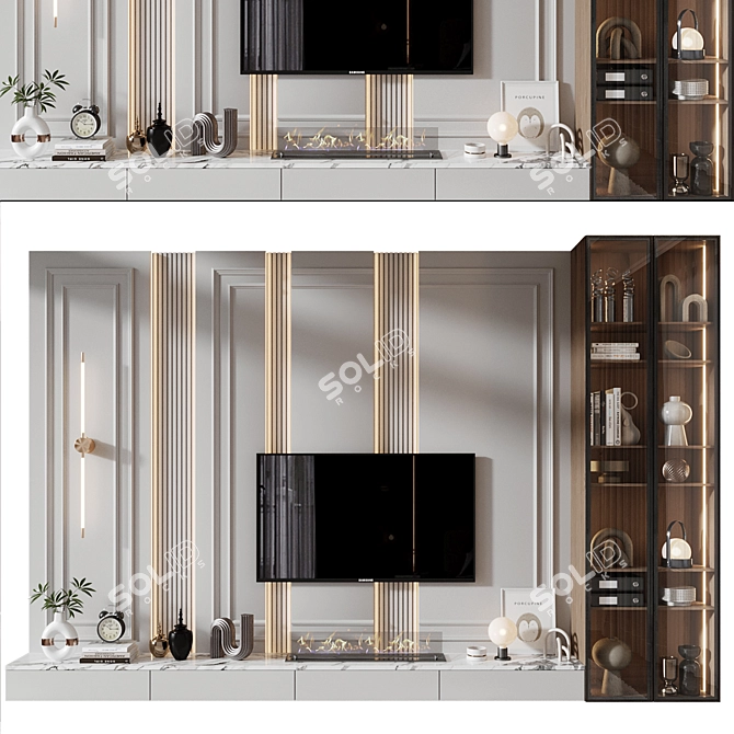 Modern TV Wall Shelf Decor 3D model image 1