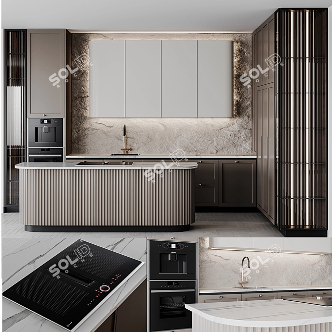 Adjustable Modern Kitchen Set 3D model image 1