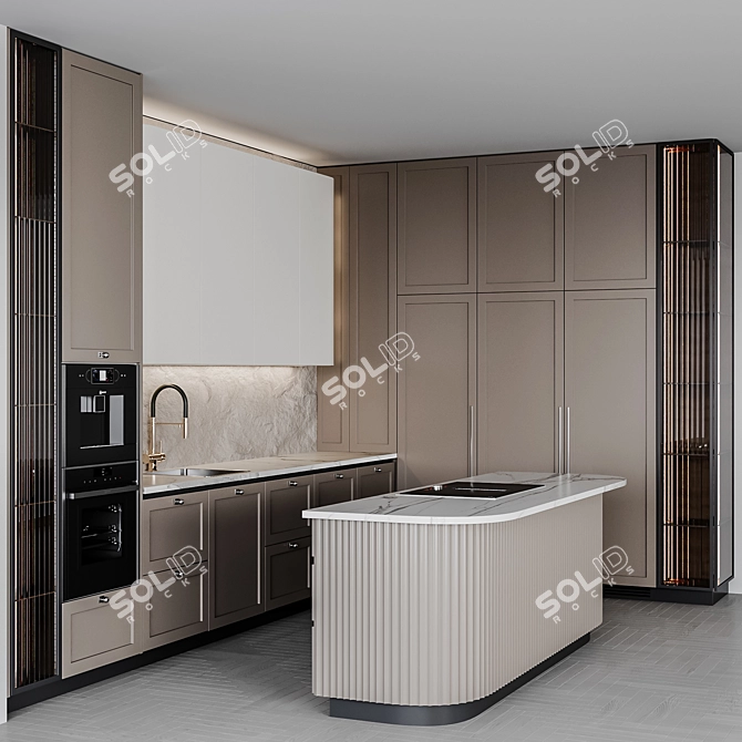 Adjustable Modern Kitchen Set 3D model image 2