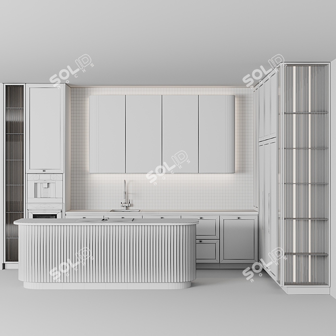 Adjustable Modern Kitchen Set 3D model image 6