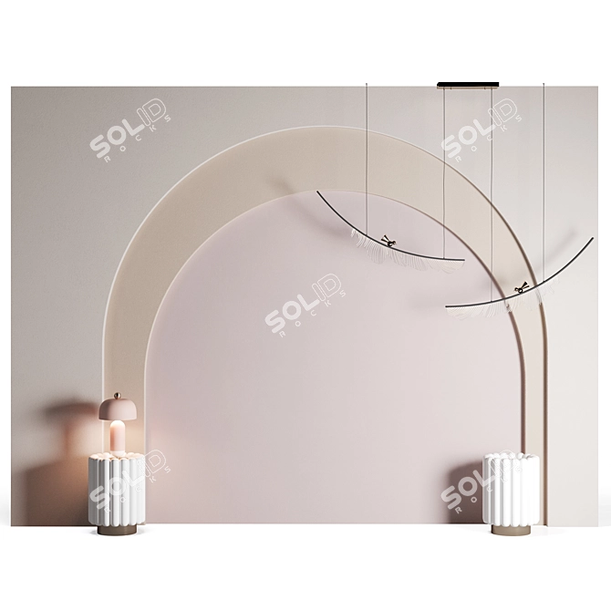 Luxury Bed Headboard Set 3D model image 1