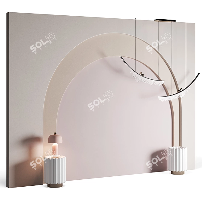 Luxury Bed Headboard Set 3D model image 2