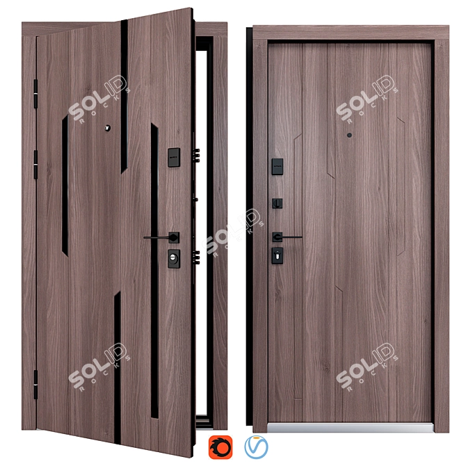 Mirage Metal Entry Door Set 3D model image 1