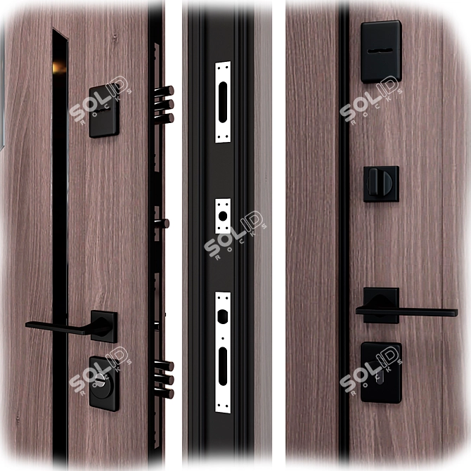 Mirage Metal Entry Door Set 3D model image 2