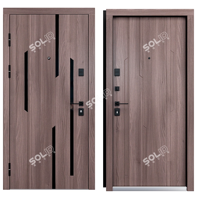 Mirage Metal Entry Door Set 3D model image 3